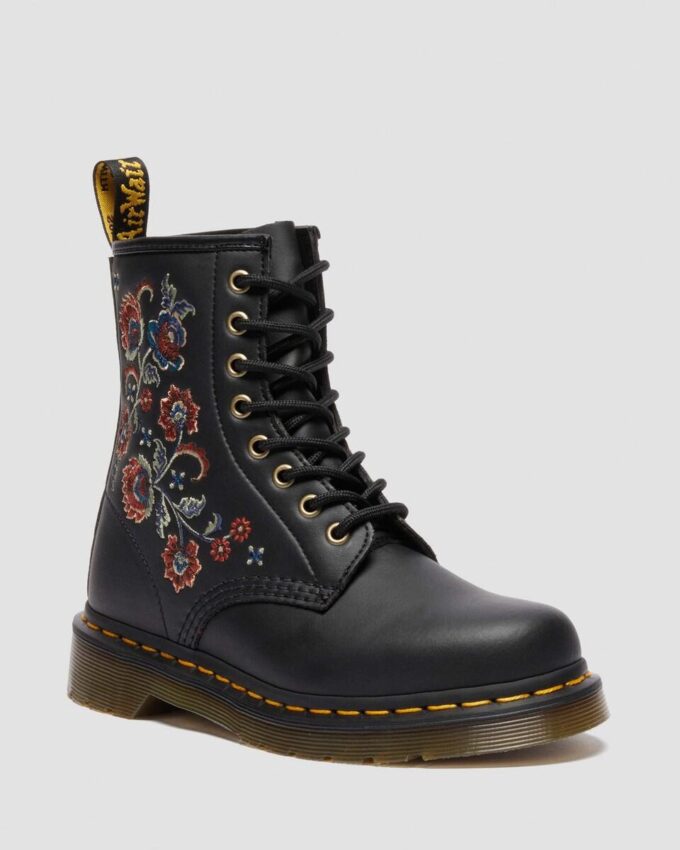 1460 VONDA TF Botas con cordones de piel reciclada con estampado floral 1460 VONDA TF Botas con cordones de piel reciclada con estampado floral