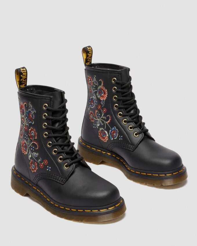 1460 VONDA TF Botas con cordones de piel reciclada con estampado floral 1460 VONDA TF Botas con cordones de piel reciclada con estampado floral