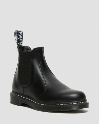 2976 Smooth Leather Chelsea Boot con costuras blancas