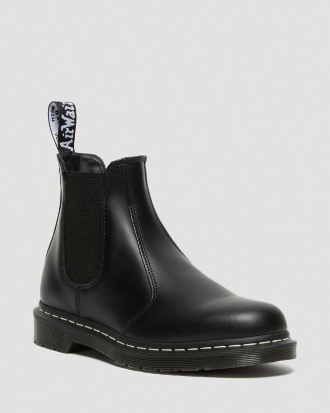 2976 Smooth Leather Chelsea Boot con costuras blancas