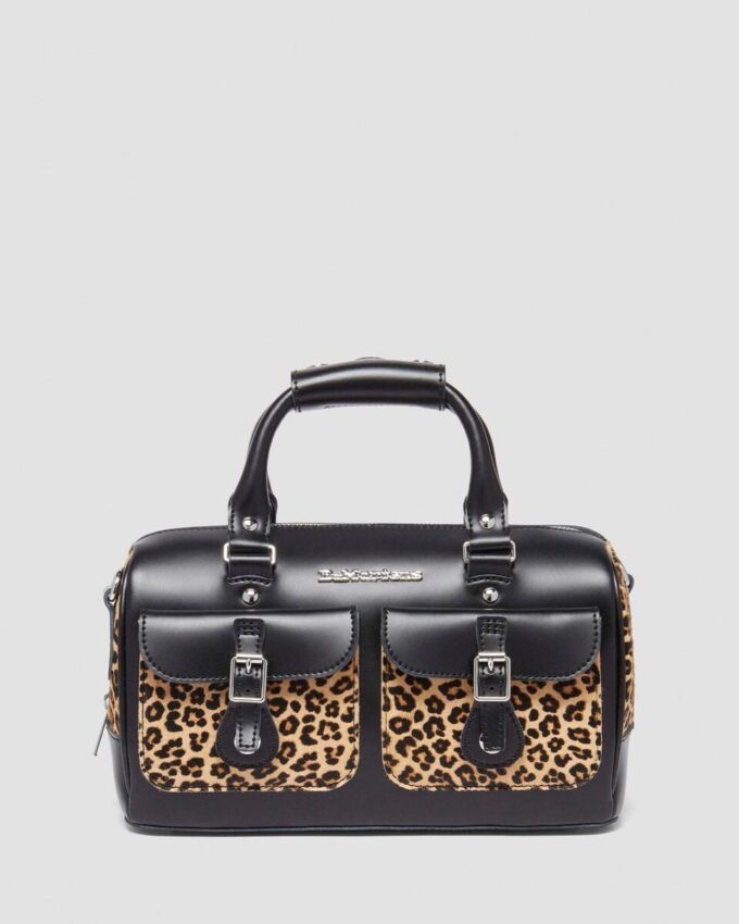 Bolso con asa superior estampado de leopardo Hair On