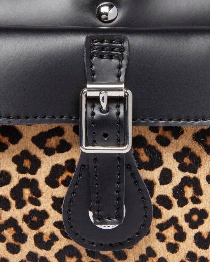 Bolso con asa superior estampado de leopardo Hair On