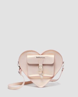 Bolso con forma de corazón Mochila de piel metalizada