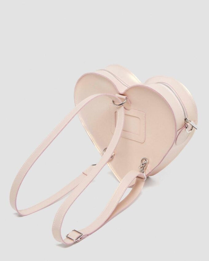 Bolso con forma de corazón Mochila de piel metalizada Bolso con forma de corazón Mochila de piel metalizada