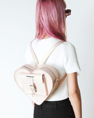 Bolso con forma de corazón Mochila de piel metalizada