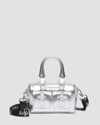 Bolso mini con asa superior Bolso de Patent Leather plateado