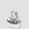 Bolso mini con asa superior Bolso de Patent Leather plateado Bolso mini con asa superior Bolso de Patent Leather plateado