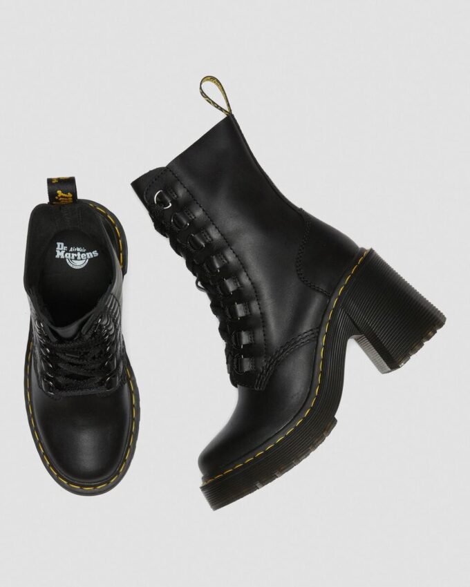 Botas con cordones y tacón acampanado de cuero Chesney Botas con cordones y tacón acampanado de cuero Chesney