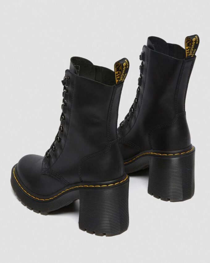 Botas con cordones y tacón acampanado de cuero Chesney Botas con cordones y tacón acampanado de cuero Chesney