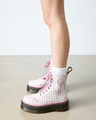 Botas con plataforma de cuero JADON HEART Gingham
