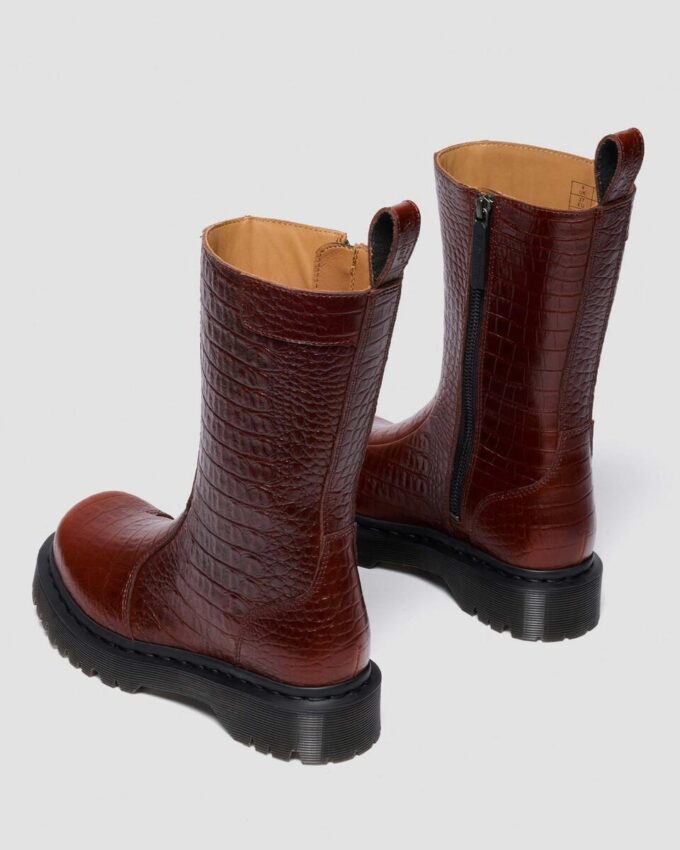 Botas de piel con relieve de cocodrilo REJENA Botas de piel con relieve de cocodrilo REJENA