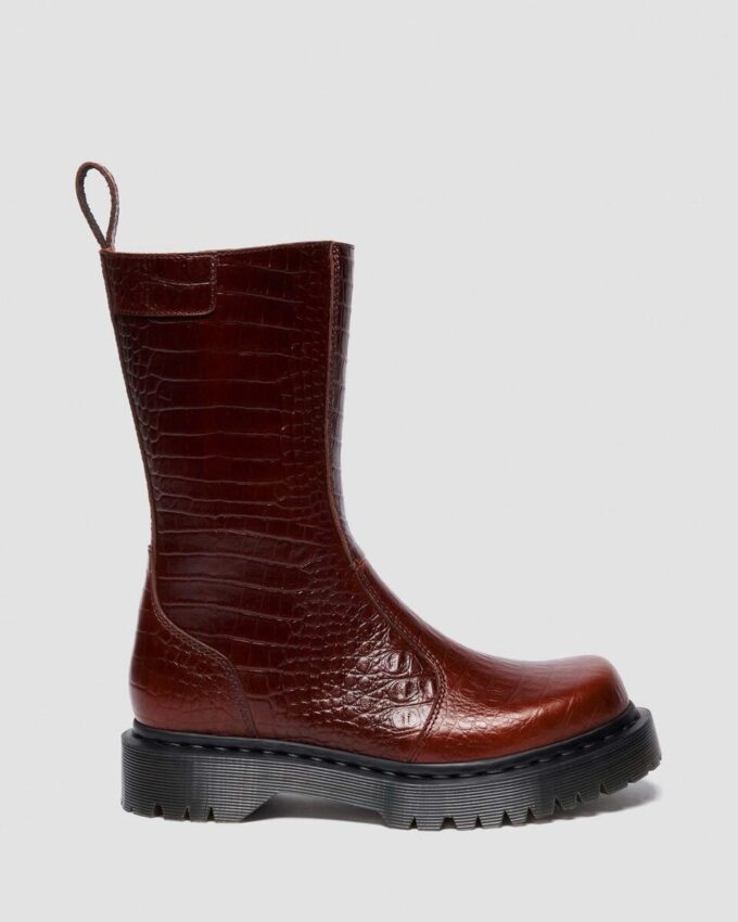 Botas de piel con relieve de cocodrilo REJENA Botas de piel con relieve de cocodrilo REJENA