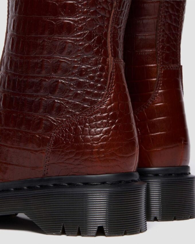Botas de piel con relieve de cocodrilo REJENA Botas de piel con relieve de cocodrilo REJENA
