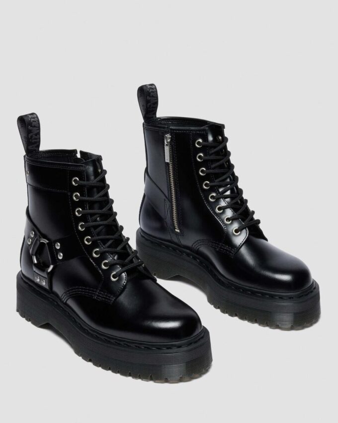 Botas de plataforma de cuero 1460 Quad Harness Botas de plataforma de cuero 1460 Quad Harness