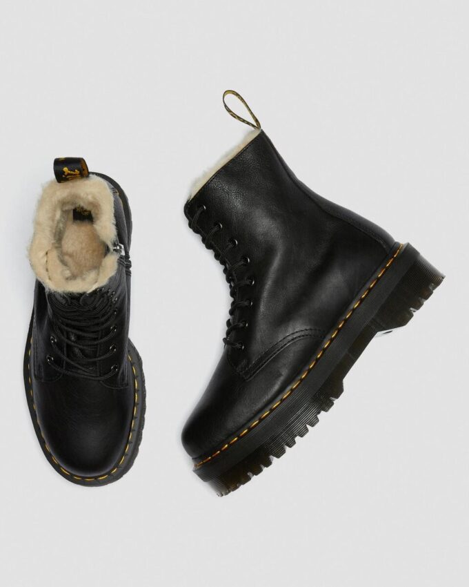 Botas de plataforma de piel con forro de piel sintética Jadon Botas de plataforma de piel con forro de piel sintética Jadon
