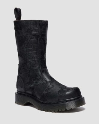 Botas REJENA de piel con relieve de cocodrilo