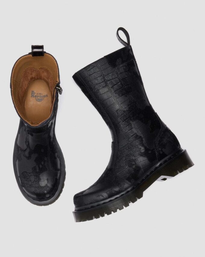 Botas REJENA de piel con relieve de cocodrilo Botas REJENA de piel con relieve de cocodrilo