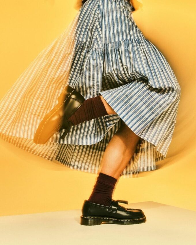 Mocasines con borlas de piel cosida en amarillo Adrian Mocasines con borlas de piel cosida en amarillo Adrian
