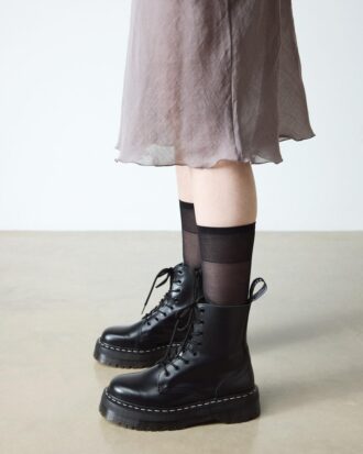 Smooth Leather Platform Boots with White Stitches, Jadon