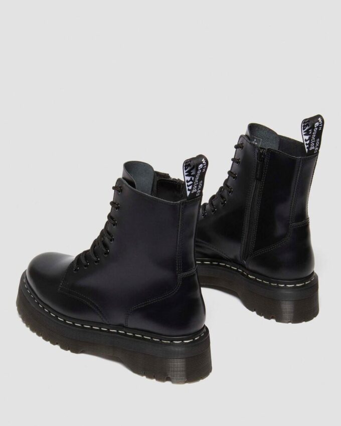 Smooth Leather Platform Boots with White Stitches, Jadon Smooth Leather Platform Boots with White Stitches, Jadon