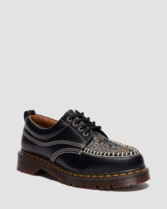 Zapatos Lowell de piel y encaje jacquard con puntera mocasín