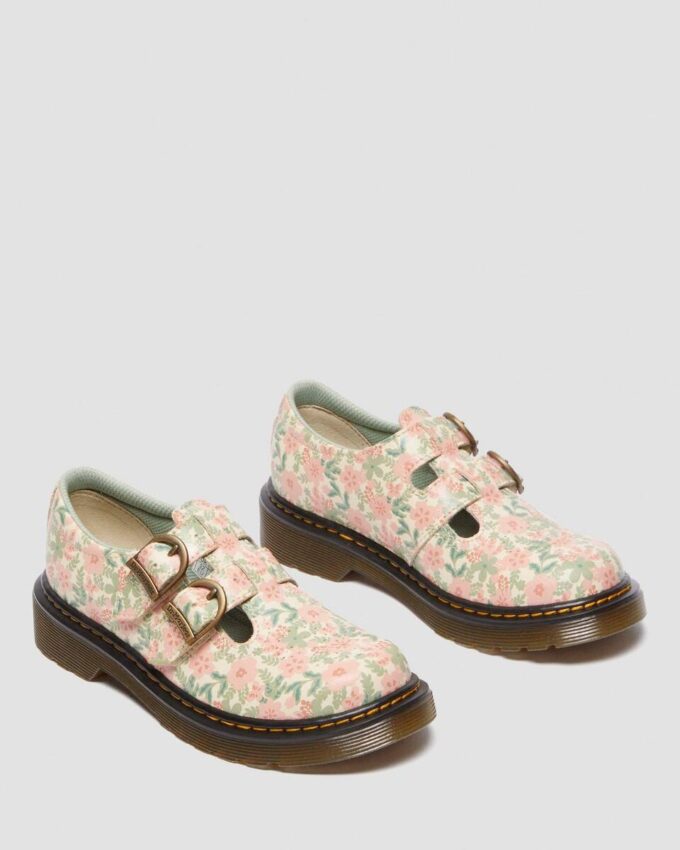 Zapatos Mary Jane de piel con estampado floral Junior 8053 Zapatos Mary Jane de piel con estampado floral Junior 8053